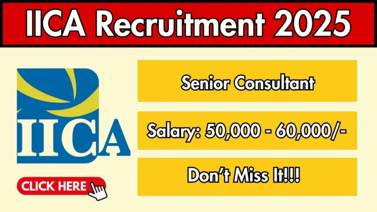 IICA Senior Consultant Recruitment 2025 - Apply Offline for Oct 02